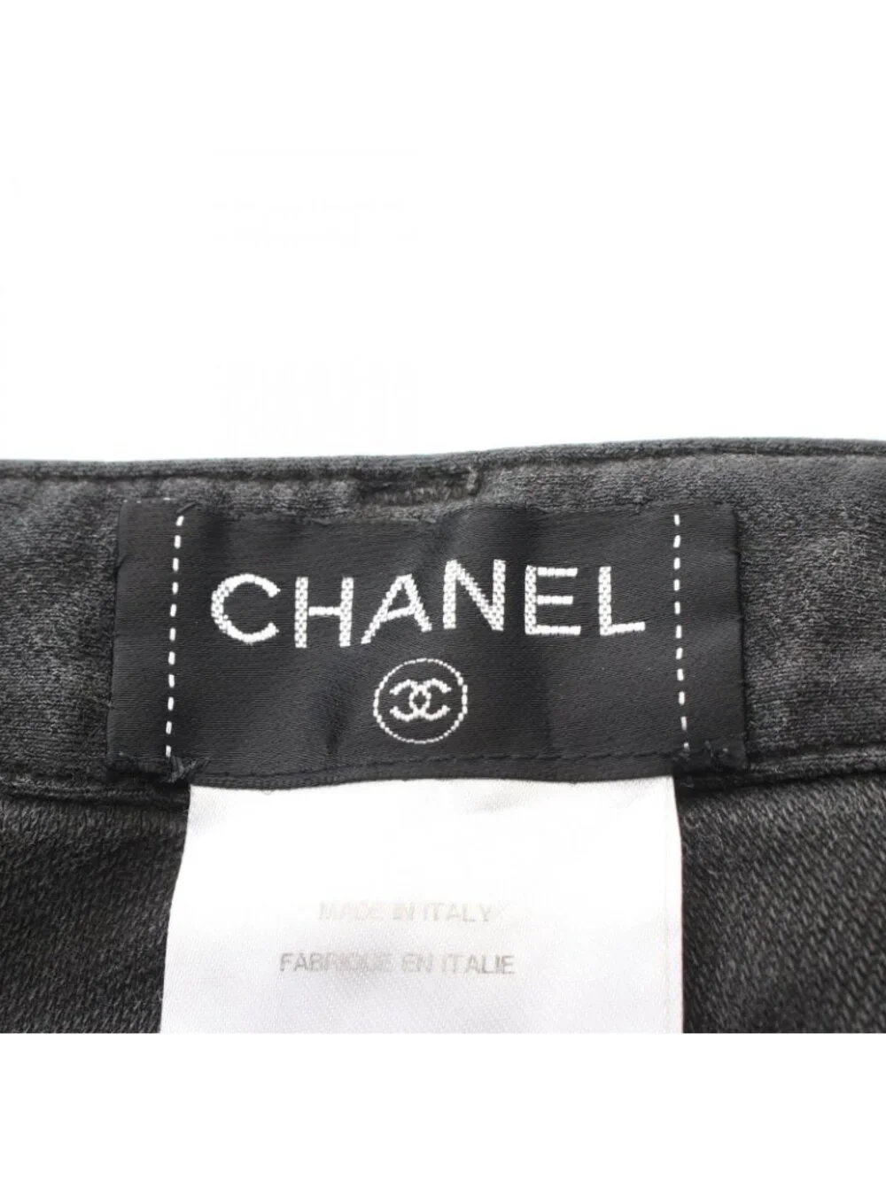 Chanel Pants CC Logo Pearl Button Skinny Cotton